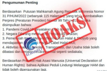 KOMINFO Klarifikasi isu Hoax 4 Poin Putusan Mahkamah Agung Mengenai Vaksin Halal